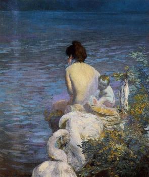 保羅 艾伯特 貝納爾 Bather with Child and Swan by the Sea